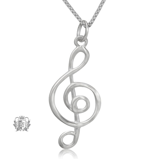 Modern Treble Clef Pendant Metalsmiths Sterling Silver