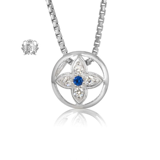 Sapphire Blue Dainty Star Flower Cubic Slider Pendant