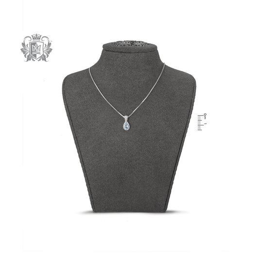 Blue Topaz Cubic Pear Shape Pendant On Bust