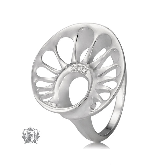 Circle Swirl Ring with Diamond Accents