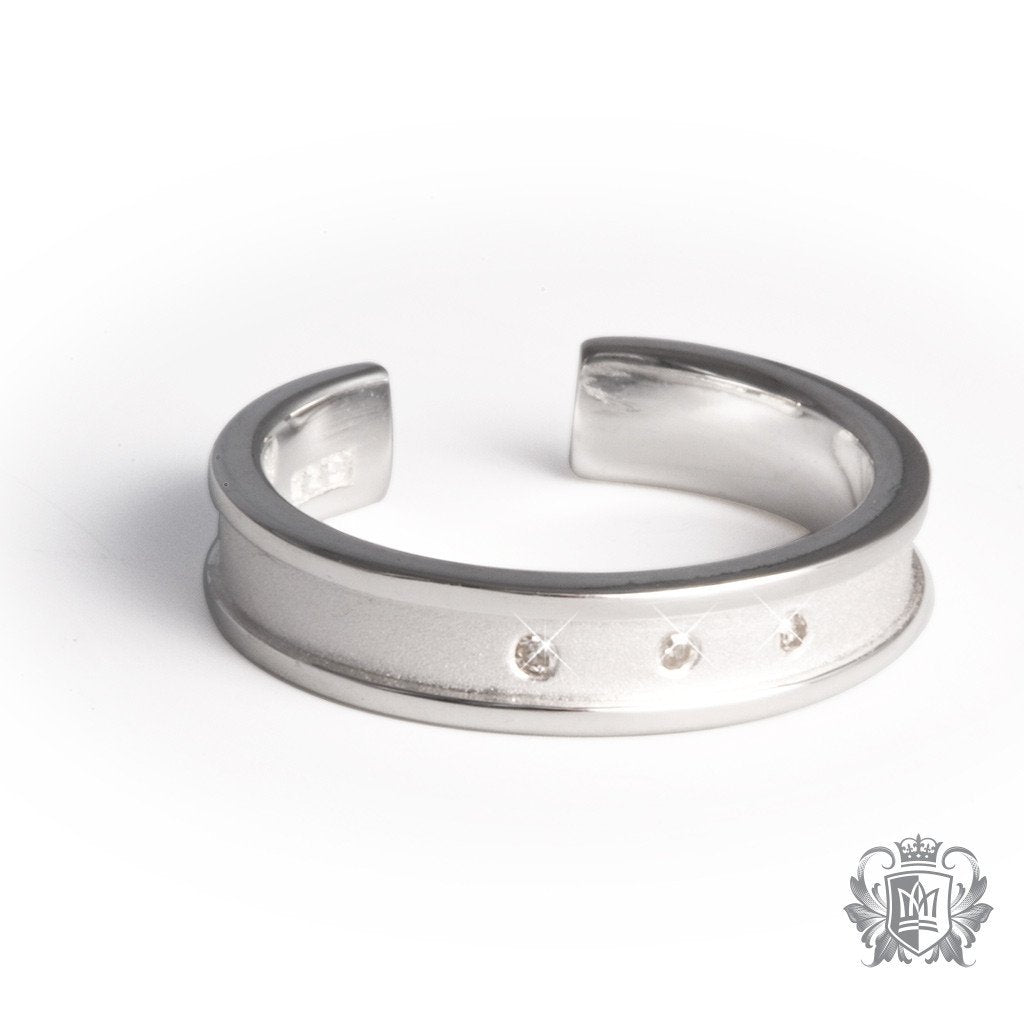 Metalsmiths Sterling Silver High Polish Ridge Triple Diamond Toe Ring