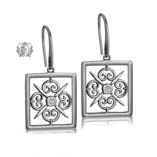 Cubic Square Scroll Earrings