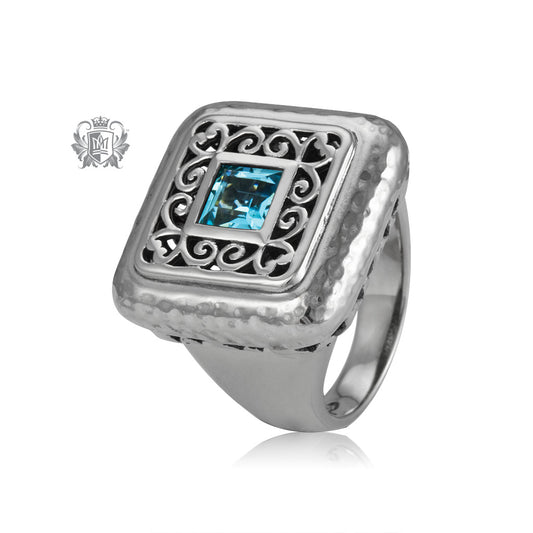 Square Top Hammered Ring