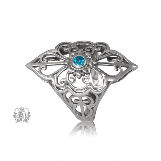 Blue Topaz Cubic Panos Konidas Scroll Ring Metalsmiths Sterling Silver