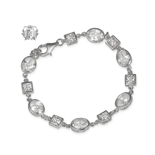 Geometric Gem Tennis Bracelet