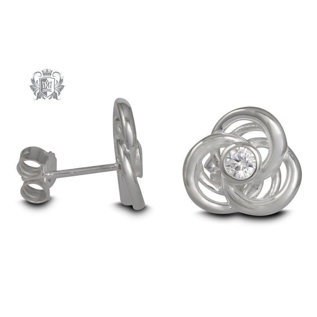 Sparkling Love Knot Cubic Stud Earrings -side