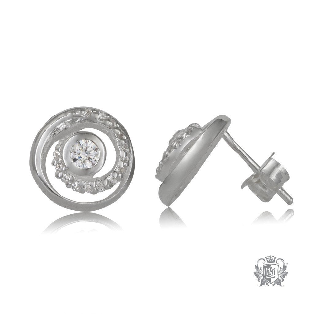 Metalsmiths Sterling Silver Dazzling Swirl Stud Earrings - side