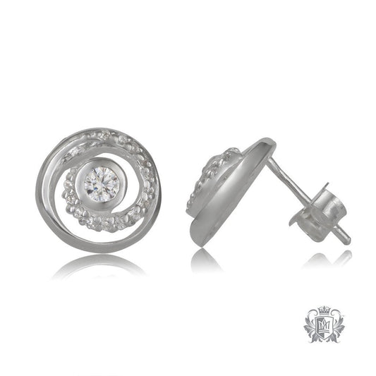 Metalsmiths Sterling Silver Dazzling Swirl Stud Earrings - side