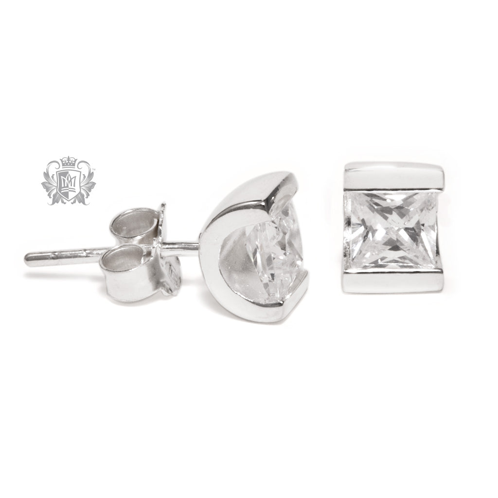 Platinum cubic deals zirconia stud earrings