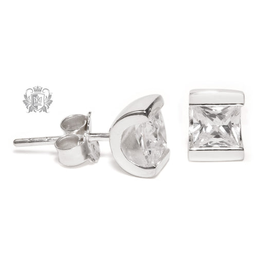 Channel Set Cubic Stud Earrings