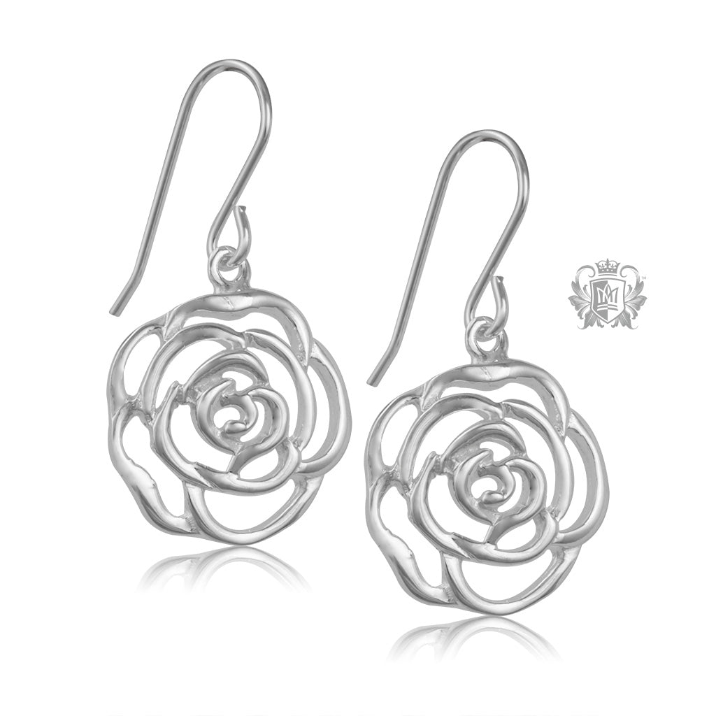 Large Rose Hanger Earrings
