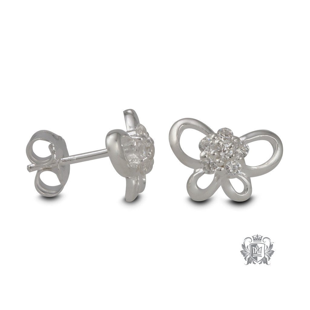 Sterling Silver Butterfly Stud Earrings - side