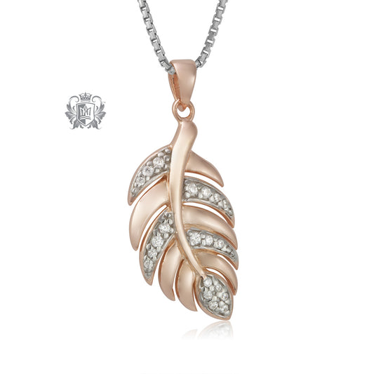 Rose Gold Dipped Cubic Leaf Pendant