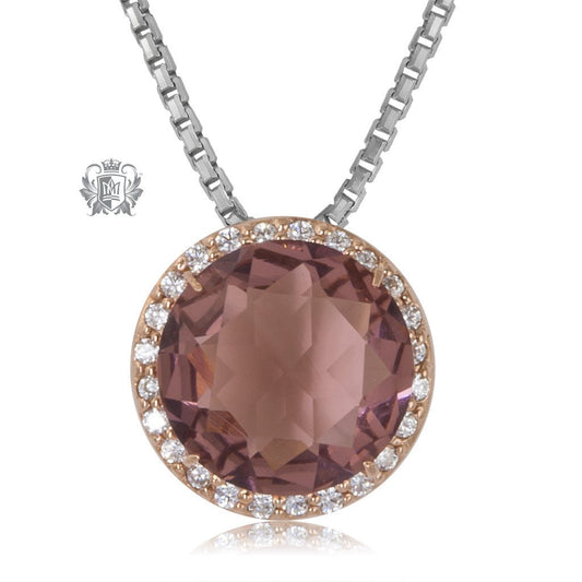 Rose Gold Dipped Pink Cubic Pendant