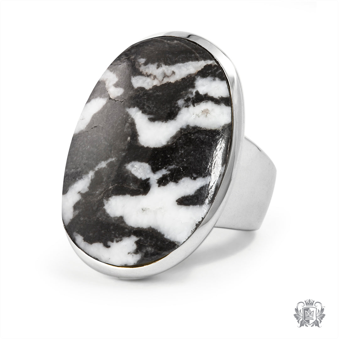 Large Oval Zebra Agate Ring