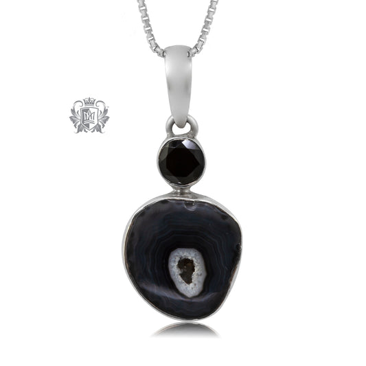 Black Agate and Black Spinel Pendant