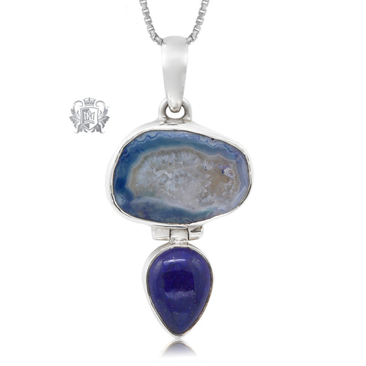 Denim Agate Pendant with Lapis Lazuli