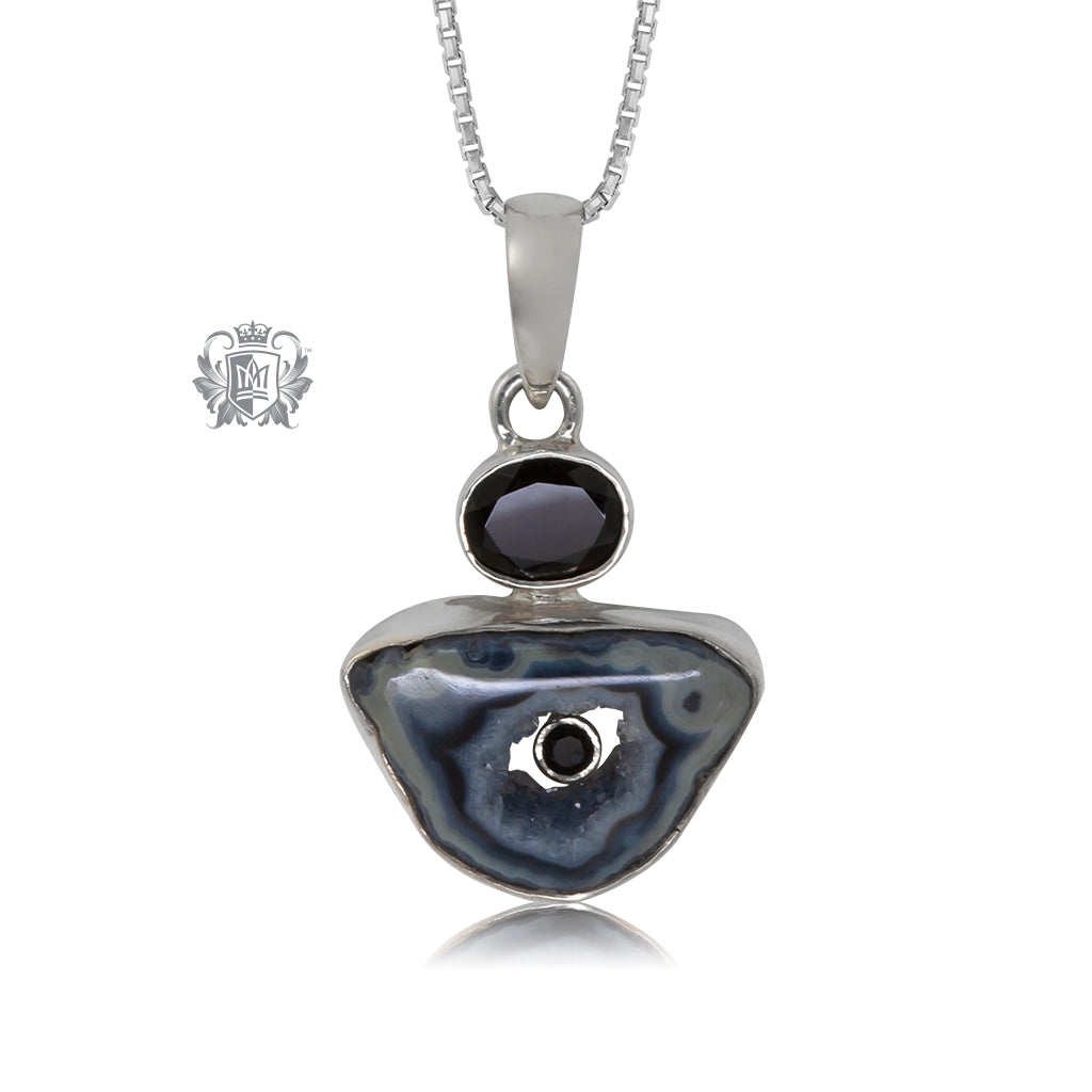 Black Spinel and Black Agate Pendant