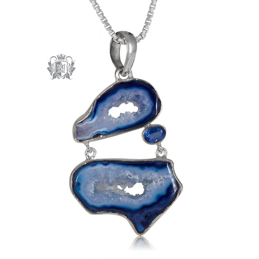 Double Denim Agate Pendant