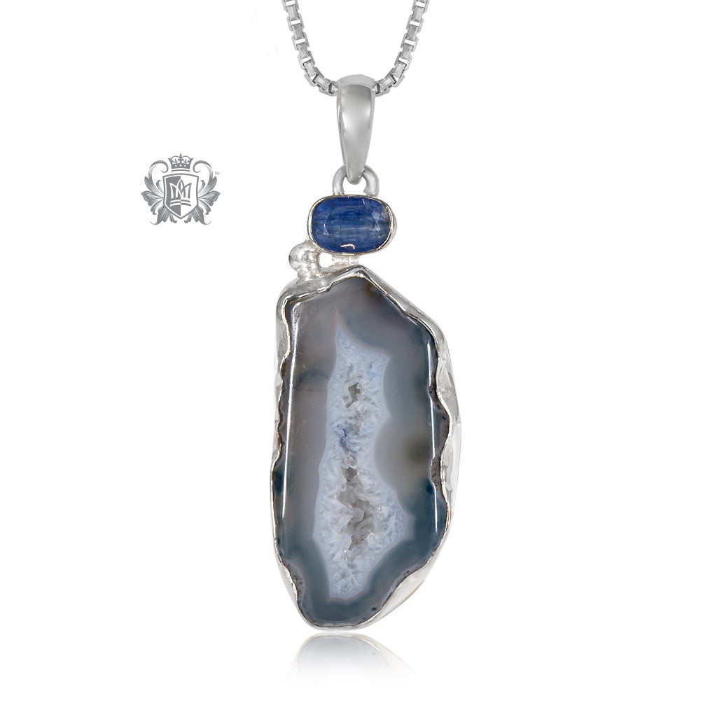 Denim Agate and Iolite Pendant