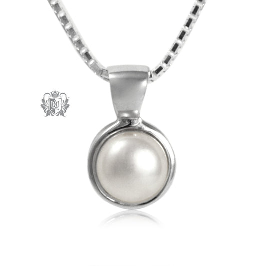 Small Fresh Water Bezel Set Pearl Pendant