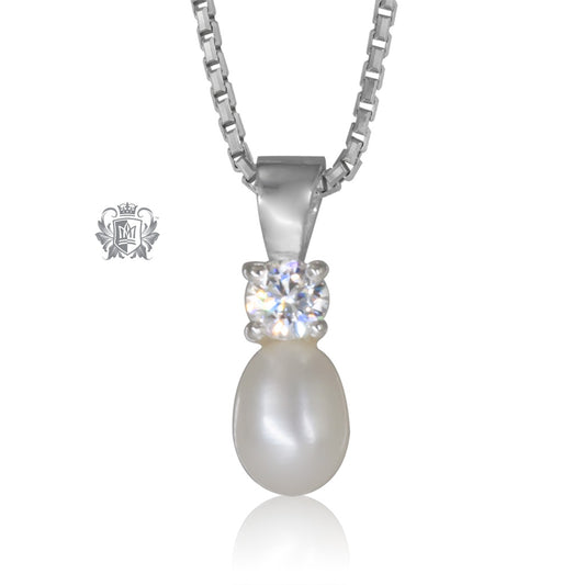 Round Cubic Fresh Water Pearl Pendant