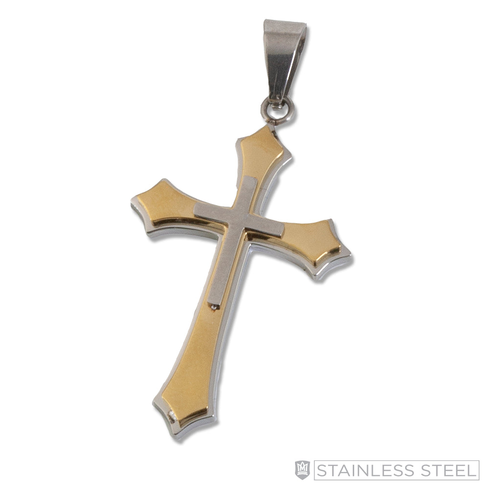 Gold Fused Stainless Steel Cross Pendant