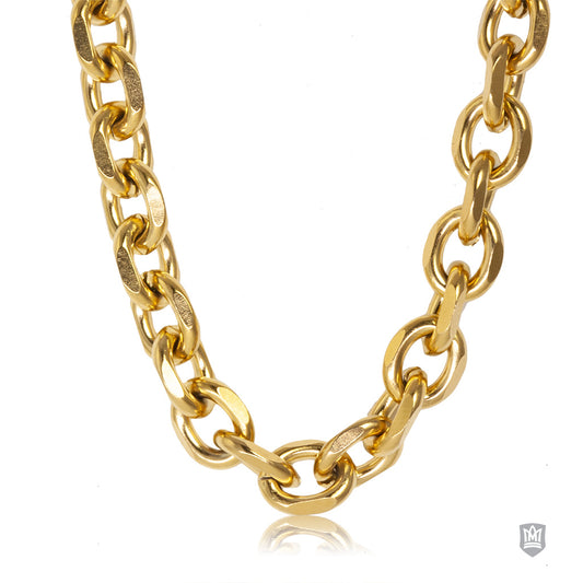 Diamond Cut Anchor Rolo Gold Fused Stainless Steel Chain