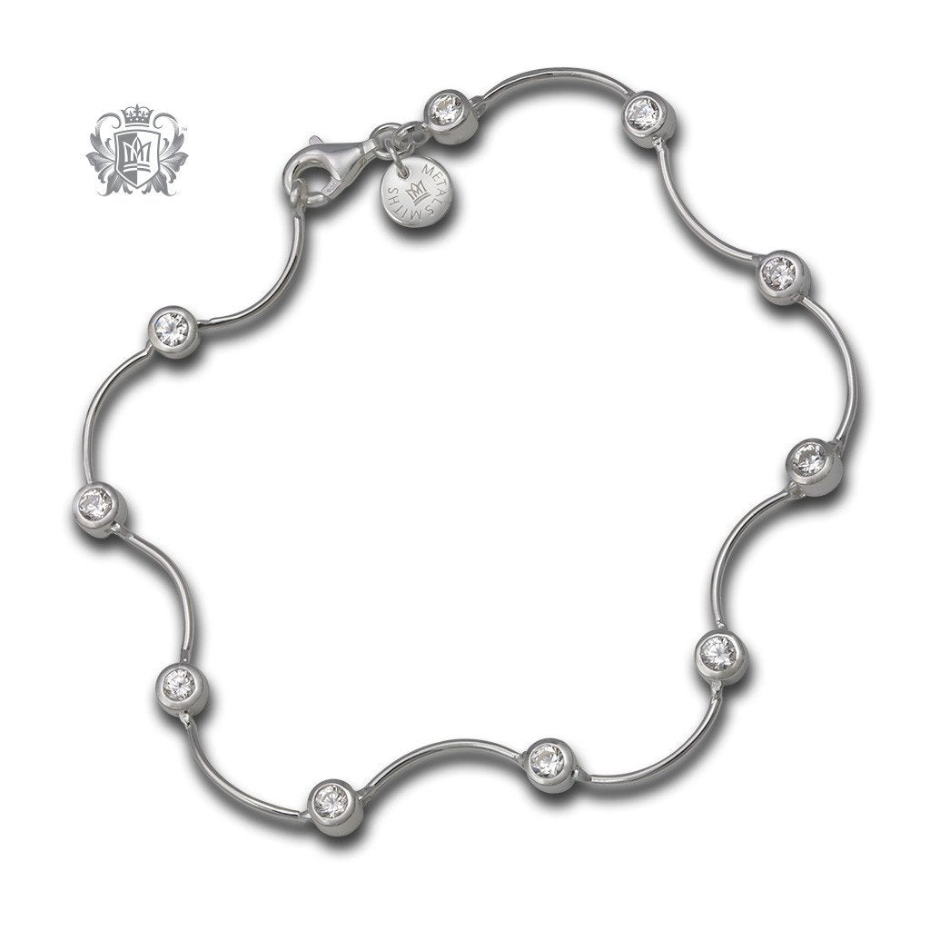 Metalsmiths Sterling Bezel Wave Cubic Tennis Bracelet