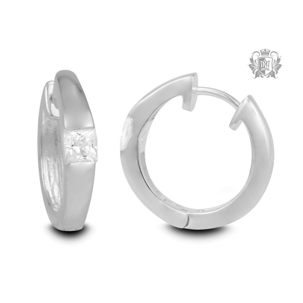 Square Channel Set Cubic Huggies - Metalsmiths Sterling䋢 Canada