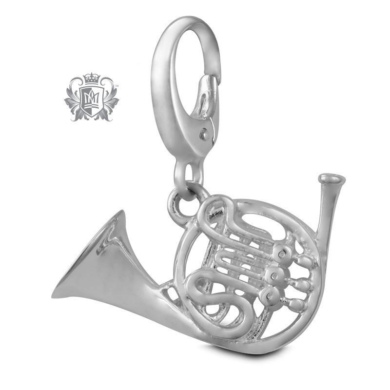 French Horn Charm Sterling Silver Dangling Bracelet
