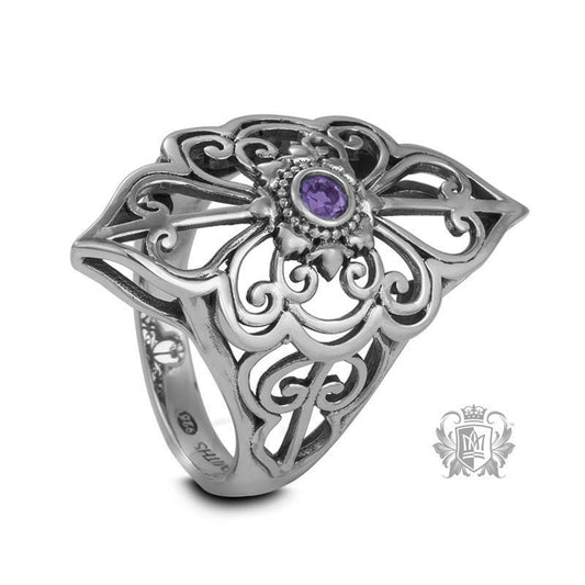 Amethyst Cubic Panos Konidas Scroll Ring Metalsmiths Sterling Silver