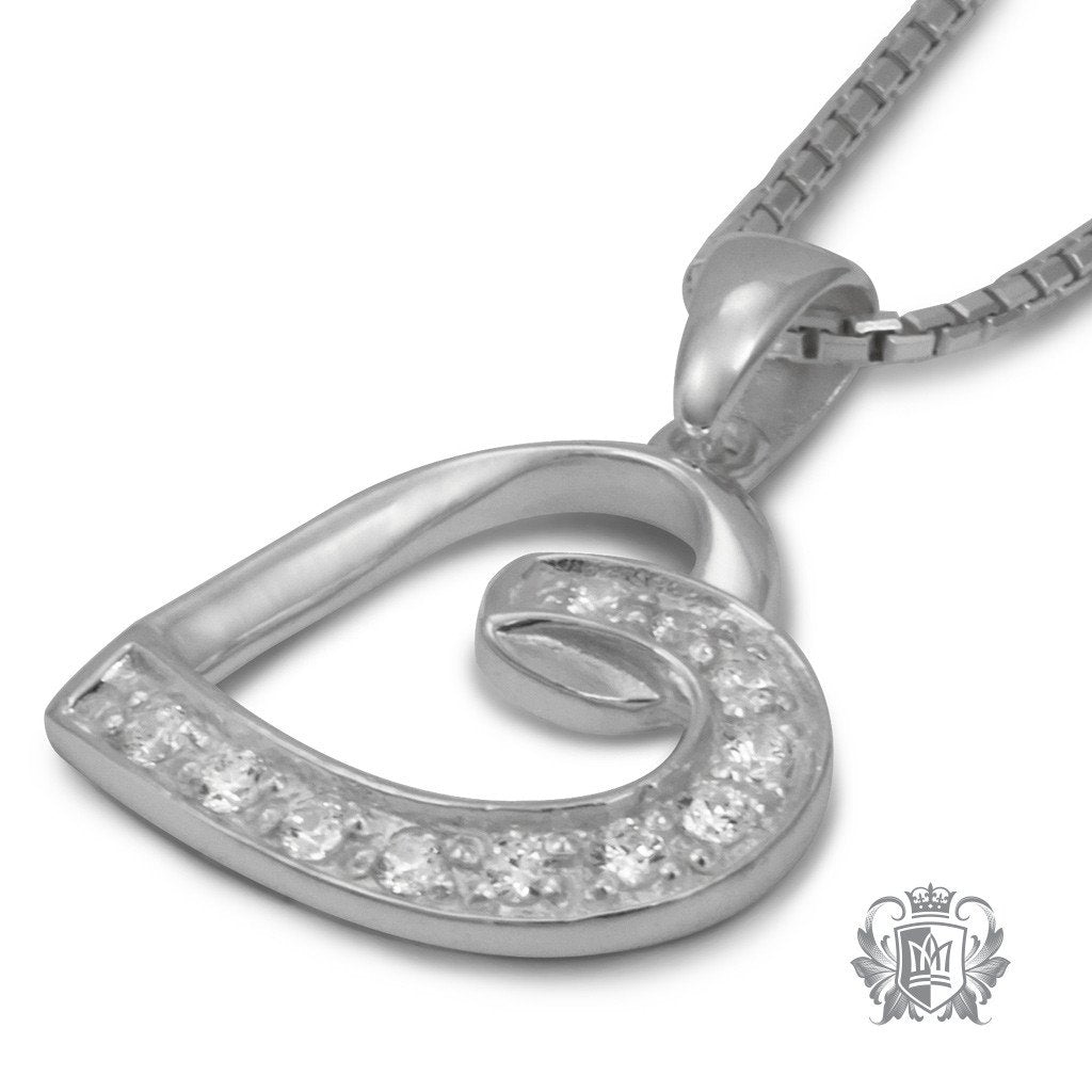 Metalsmiths Sterling Silver Pave Cubic Lobe Heart Pendant - side