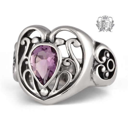 Scroll Heart Gemstone Ring - Metalsmiths Sterling䋢 Canada