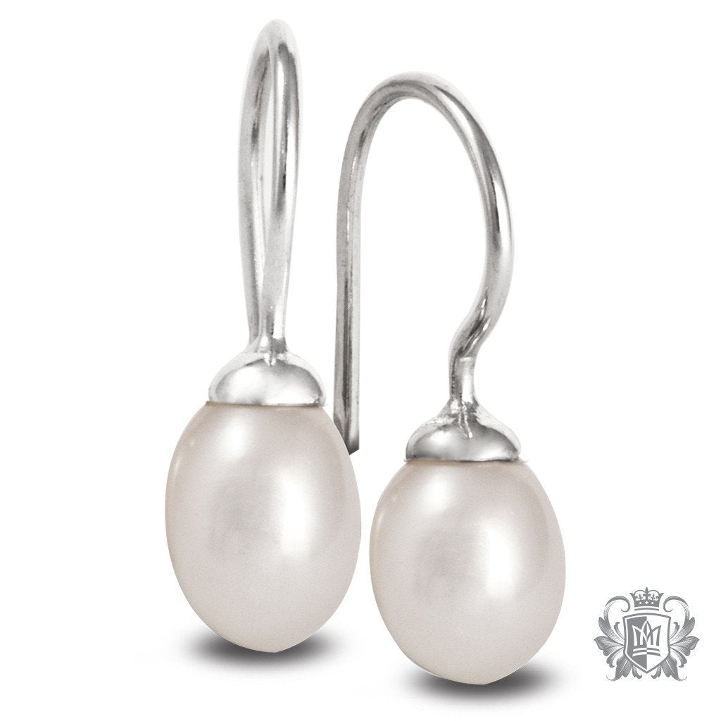 Metalsmiths Sterling Silver Pearl Drop Hanger Earrings - White