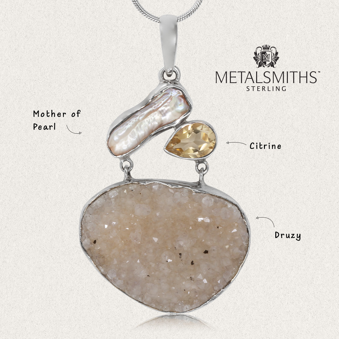 Druzy and Citrine Pendant