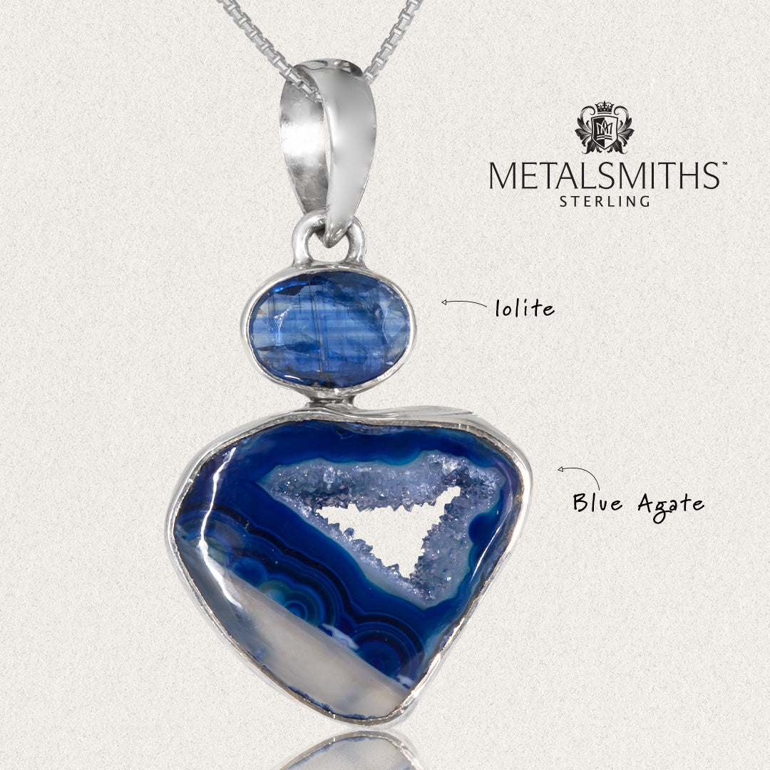 Denim Agate & Iolite Pendant