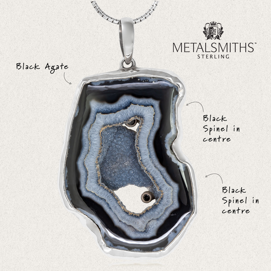 Oversized Black Agate Pendant