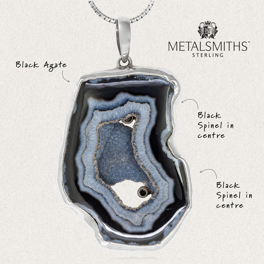 Oversized Black Agate Pendant