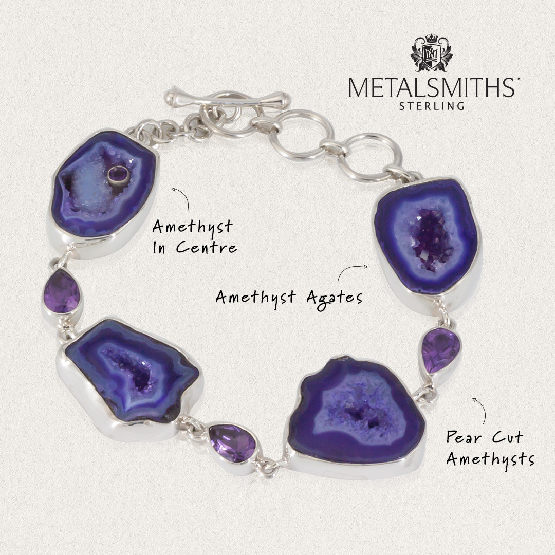 Amethyst Agate & Amethyst Toggle Bracelet