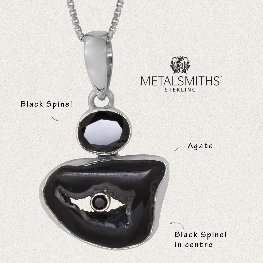 Black Spinel and Black Agate Pendant