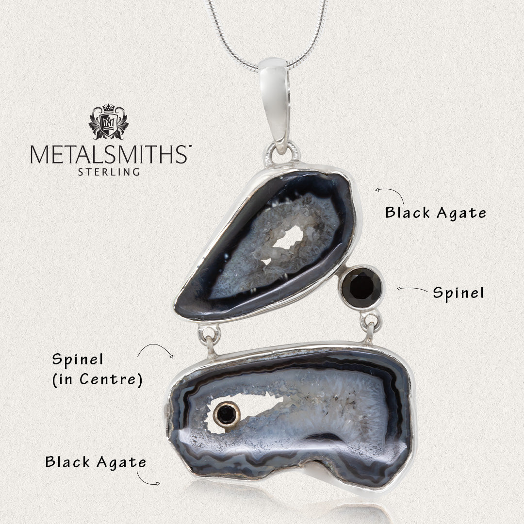 Black Agate Double Pendant