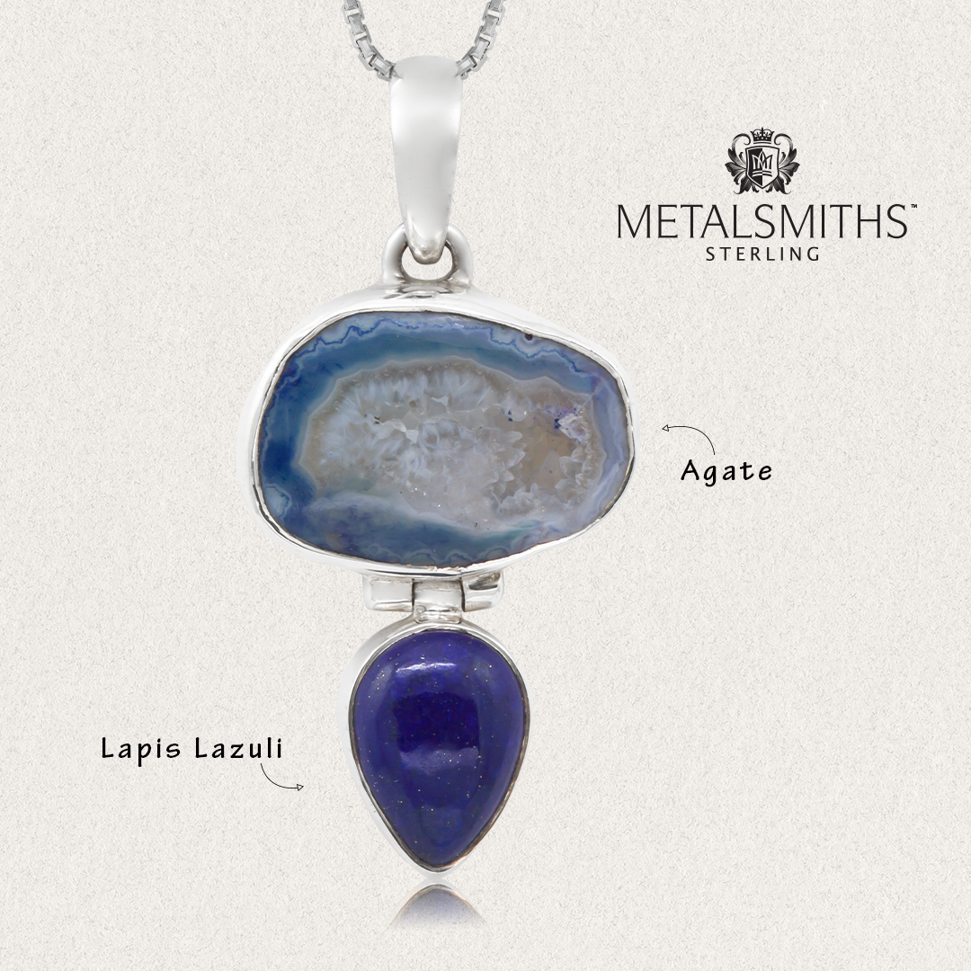Denim Agate Pendant with Lapis Lazuli
