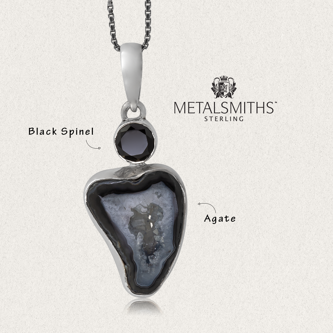 Black Spinel & Black Agate Pendant