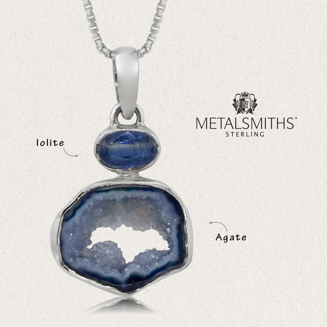 Iolite and Denim Agate Pendant