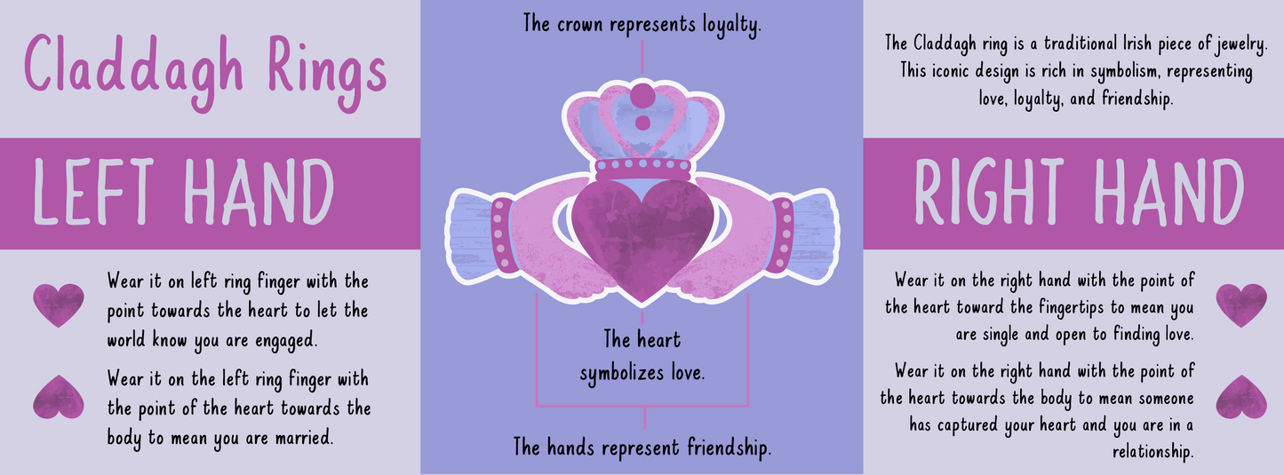 Weave Back Cubic Claddagh Ring