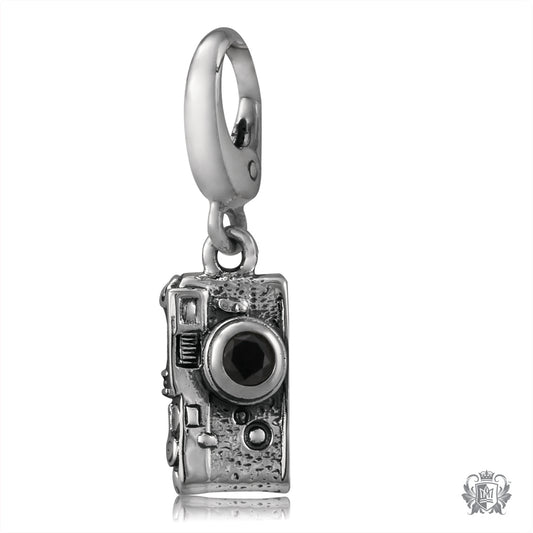 Vintage Camera Charm with Cubic Lens