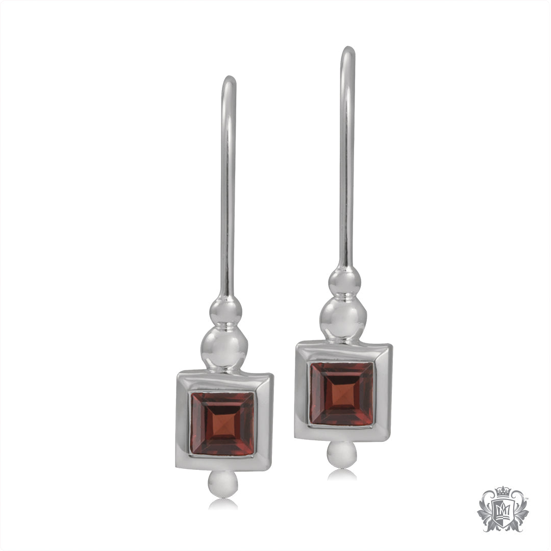 Square Gemstone Hanger Earrings