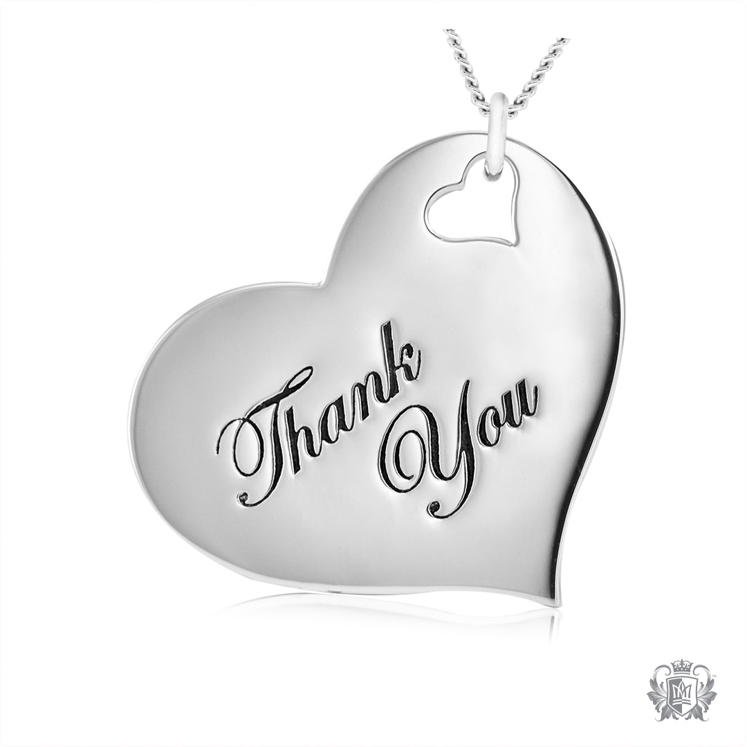 Engraved Heart Pendant - Thank You