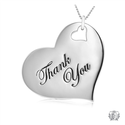 Engraved Heart Pendant - Thank You